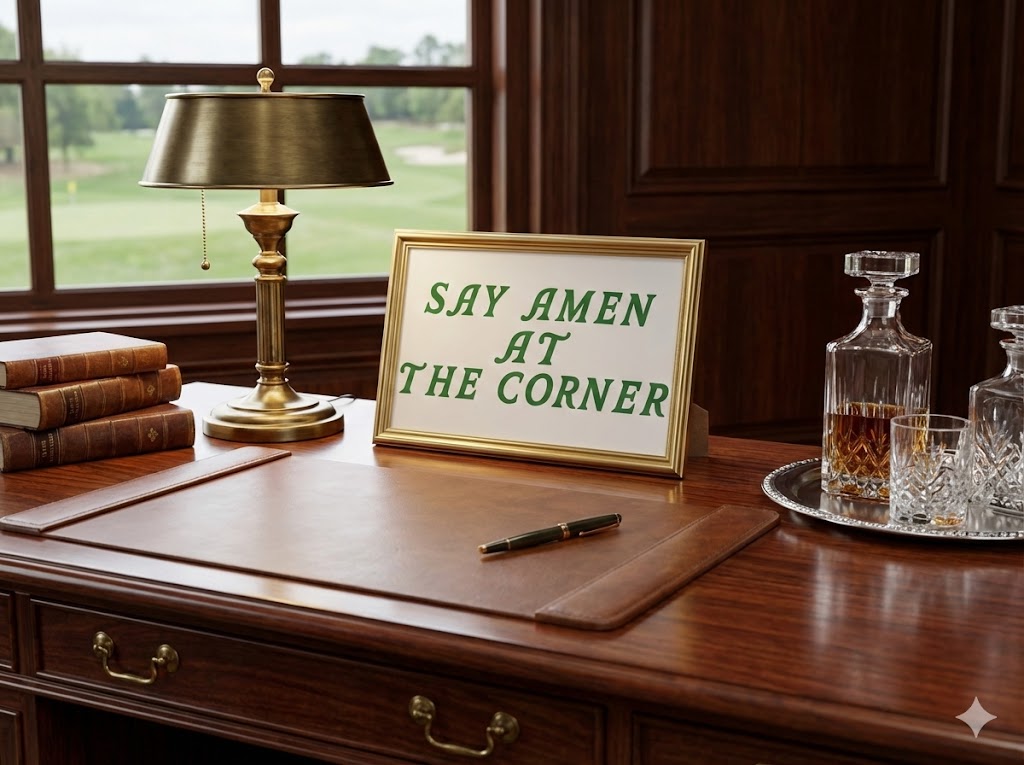 Say Amen At The Corner White Satin Art Print