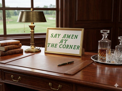 Say Amen At The Corner White Satin Art Print