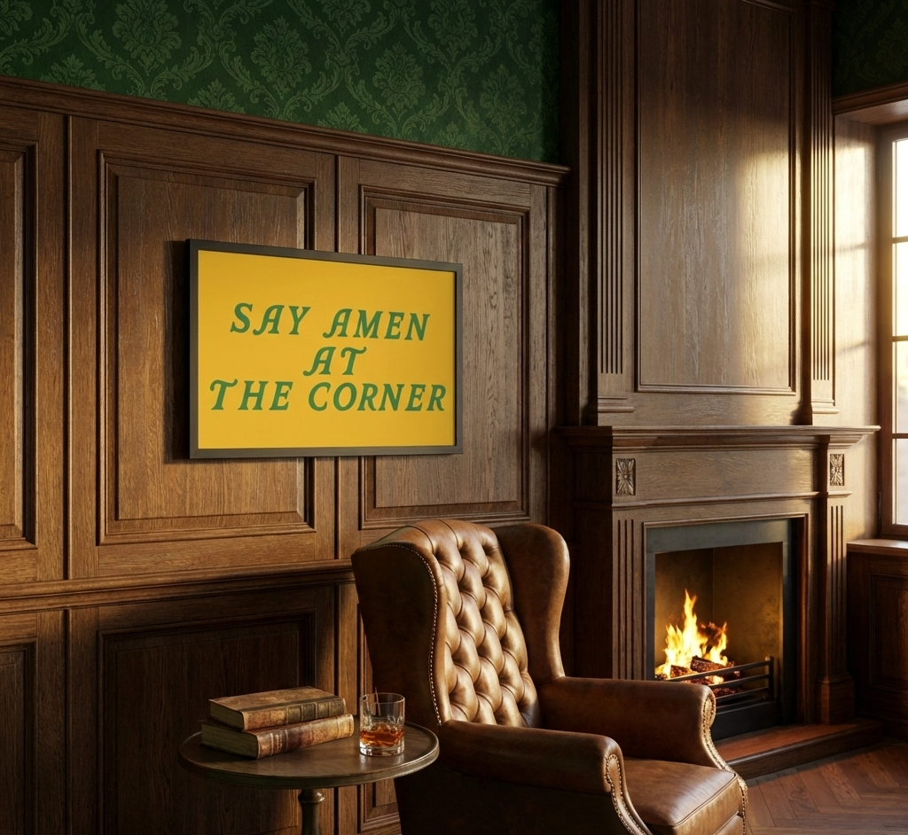Say Amen At The Corner Yellow Satin Art Print