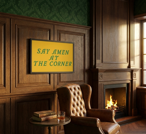 Say Amen At The Corner Yellow Satin Art Print